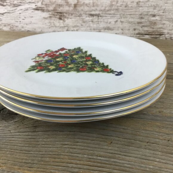 Sea Gull Christmas Heritage China Salad/Dessert Plates 7" Set Of 4 - Picture 12 of 13